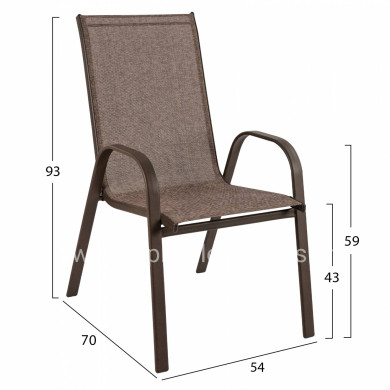 OUTDOOR ARMCHAIR LEON HM5000.02 BROWN METAL FRAME-BROWN TEXTILENE 54x70x93Hcm.