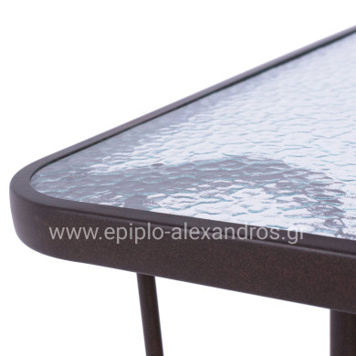 ΤΡΑΠΕΖΙ ADAM HM5020.02 ΜΕΤΑΛΛΙΚΟ ΚΑΦΕ ΜΕ ΓΥΑΛΙΝΗ ΕΠΙΦΑΝΕΙΑ 110Χ60Χ71Υεκ.