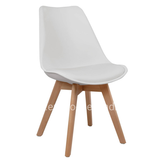 Chair Vegas HM0033.01-wooden legs-white seat-47x56,6x82Υ cm