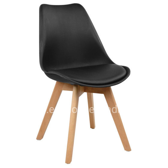 Chair Vegas HM0033.02 wooden legs-black seat 48x49x81Η cm