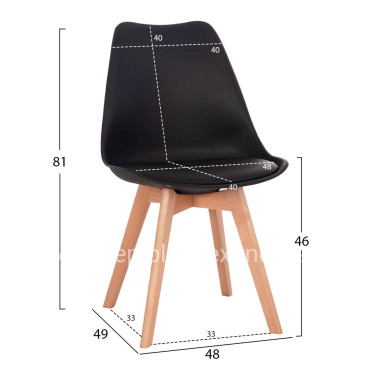 Chair Vegas HM0033.02 wooden legs-black seat 48x49x81Η cm