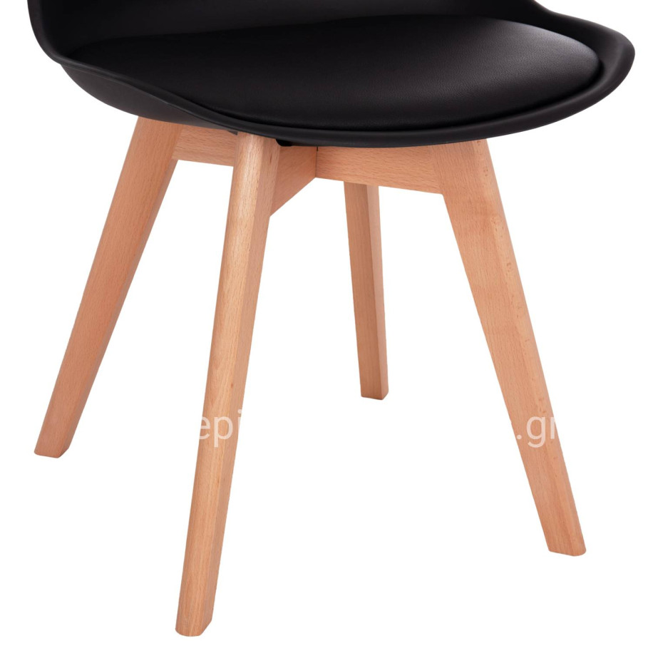Chair Vegas HM0033.02 wooden legs-black seat 48x49x81Η cm