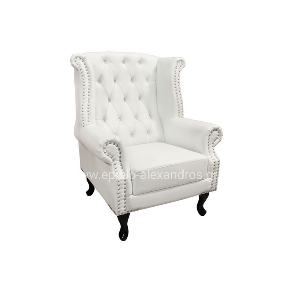 ΠΟΛΥΘΡΟΝΑ-ΜΠΕΡΖΕΡΑ T.CHESTERFIELD POLINA HM0053.02 PU ΛΕΥΚΟ ΜΑΤ 83x75x107Yεκ.