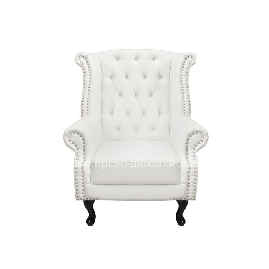 ΠΟΛΥΘΡΟΝΑ-ΜΠΕΡΖΕΡΑ T.CHESTERFIELD POLINA HM0053.02 PU ΛΕΥΚΟ ΜΑΤ 83x75x107Yεκ.