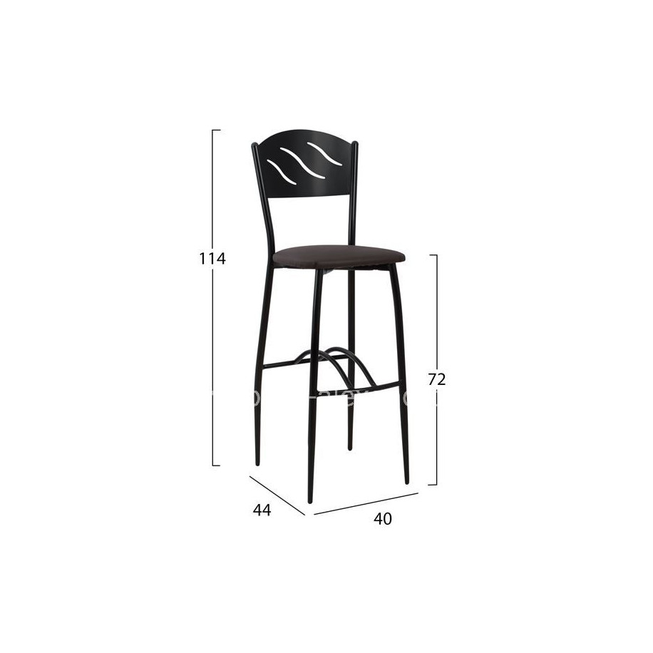 Bar Stool Black Metallic Brown PU 40x44x114 εκ
