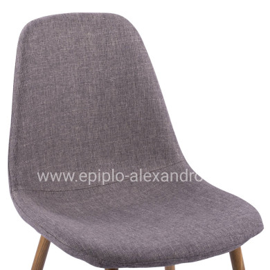 Dining chair Leonardo HM00100.03 with metallic legs and brown fabric 44x55x85Υ cm