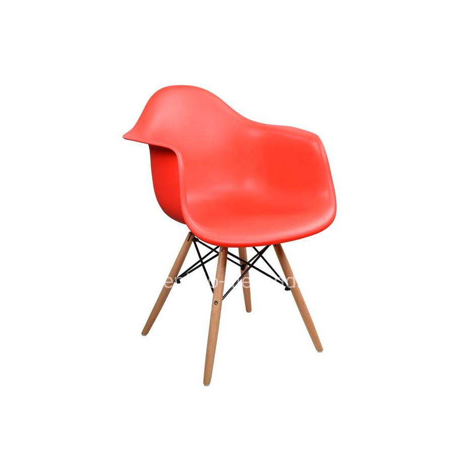 Armchair with wooden legs and red seat Mirto HM005.04 64x60x81 cm