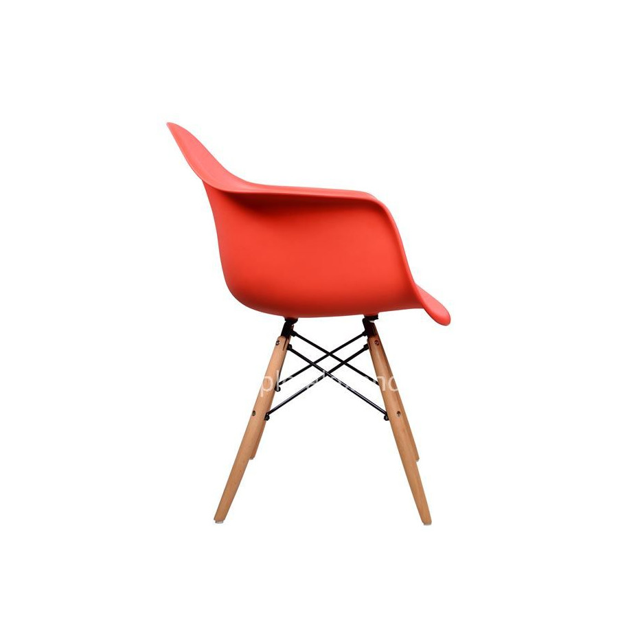 Armchair with wooden legs and red seat Mirto HM005.04 64x60x81 cm