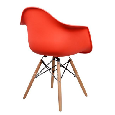 Armchair with wooden legs and red seat Mirto HM005.04 64x60x81 cm
