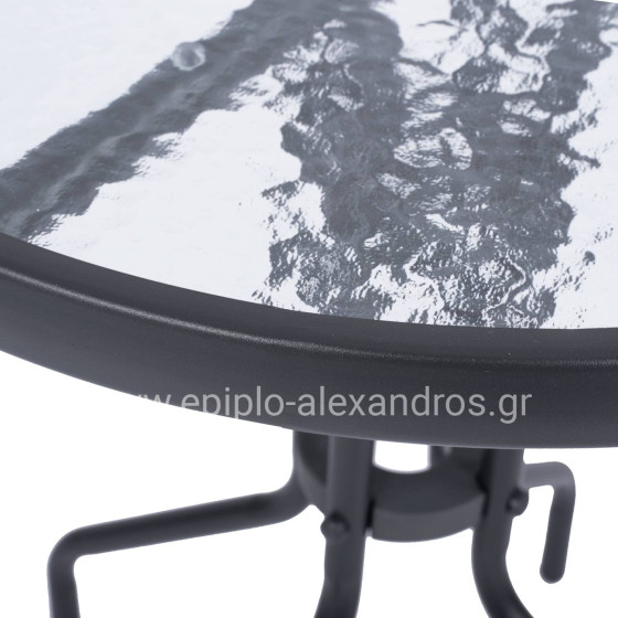 ΤΡΑΠΕΖΙ LIMA Φ60x68Υεκ. ΓΚΡΙ ΜΕΤΑΛΛΙΚΟ ΜΕ ΓΥΑΛΙΝΗ ΕΠΙΦΑΝΕΙΑ HM5079.01