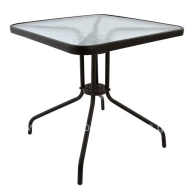 OUTDOOR TABLE SQUARE FIGO HM5036.02 BROWN METAL-GLASS TABLETOP 70Χ70Χ72Hcm