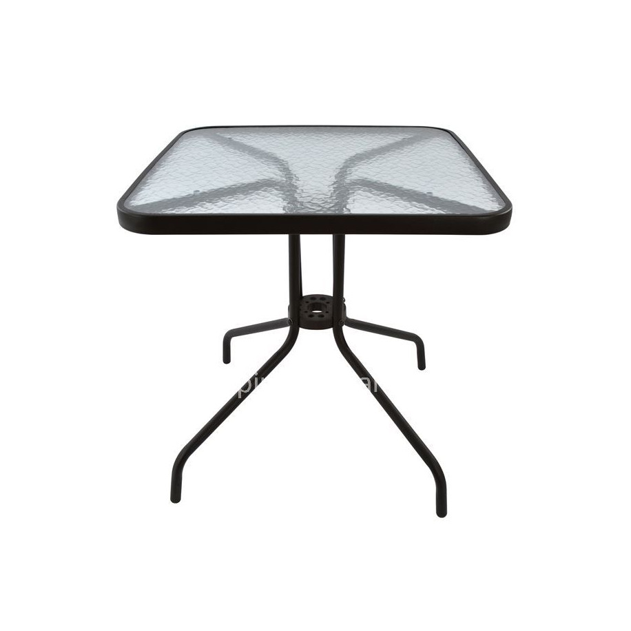 OUTDOOR TABLE SQUARE FIGO HM5036.02 BROWN METAL-GLASS TABLETOP 70Χ70Χ72Hcm