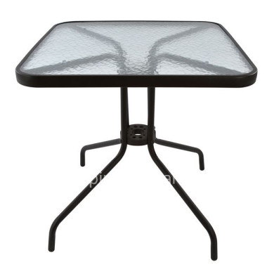 OUTDOOR TABLE SQUARE FIGO HM5036.02 BROWN METAL-GLASS TABLETOP 70Χ70Χ72Hcm