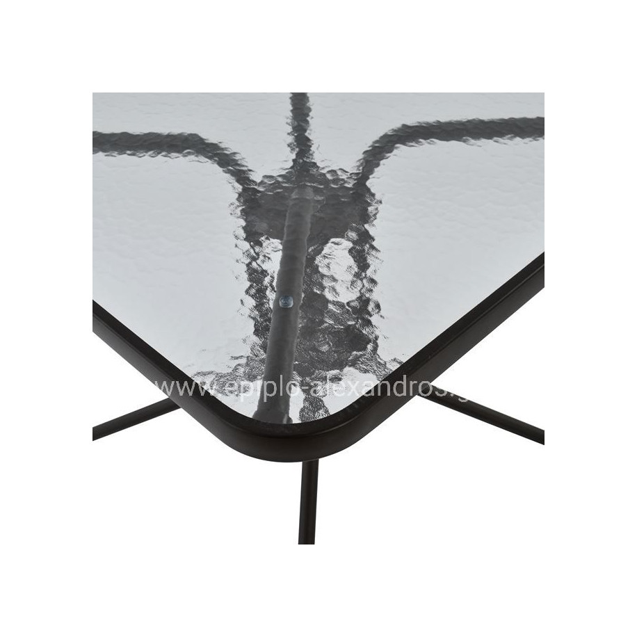 OUTDOOR TABLE SQUARE FIGO HM5036.02 BROWN METAL-GLASS TABLETOP 70Χ70Χ72Hcm
