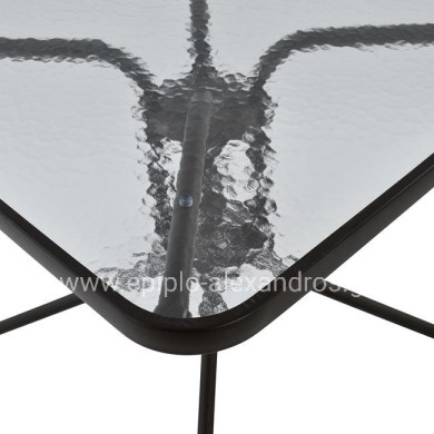 OUTDOOR TABLE SQUARE FIGO HM5036.02 BROWN METAL-GLASS TABLETOP 70Χ70Χ72Hcm