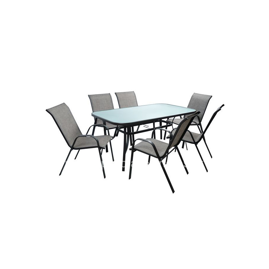 Set Dining Table 7 pieces 160x90 Bruno & 6 Leon Armchair HM5206.01