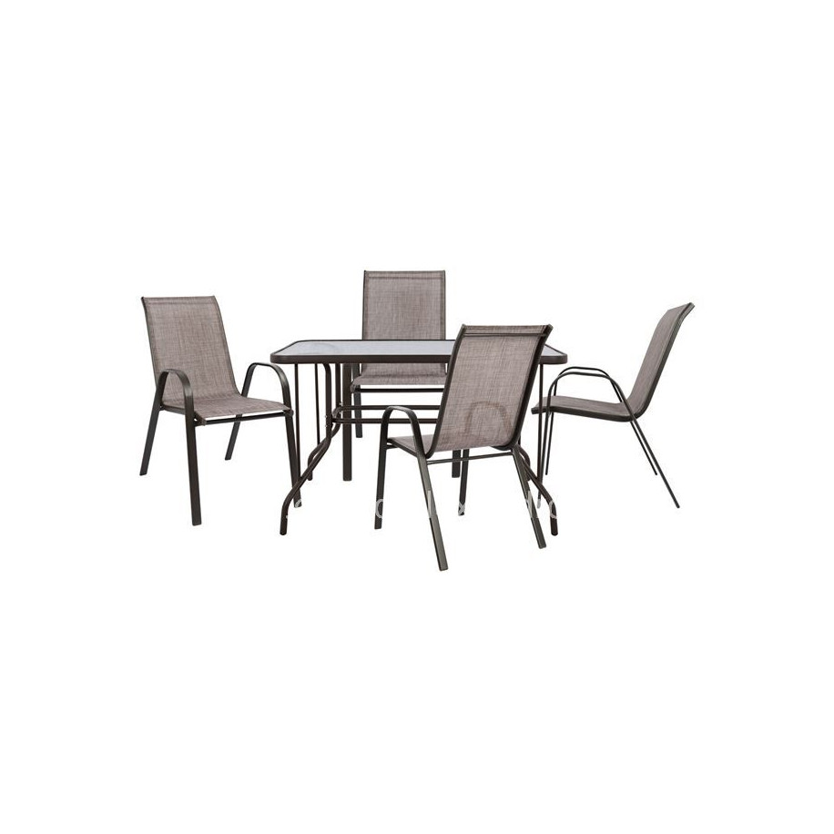 OUTDOOR DINING SET 5PCS HM5193.02--4 CHAIRS & TABLE 110x60cm--BROWN COLOR