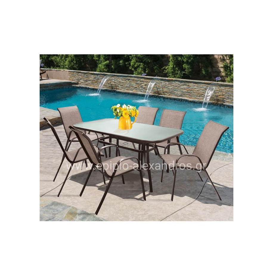 ΣΕΤ ΤΡΑΠΕΖΑΡΙΑ ΚΑΦΕ ΜΕΤΑΛΛΙΚΗ 7ΤΜΧ ΜΕ 6ΚΑΡΕΚΛΕΣ ΚΑΙ ΤΡΑΠΕΖΙ 160Χ90 HM5206.02