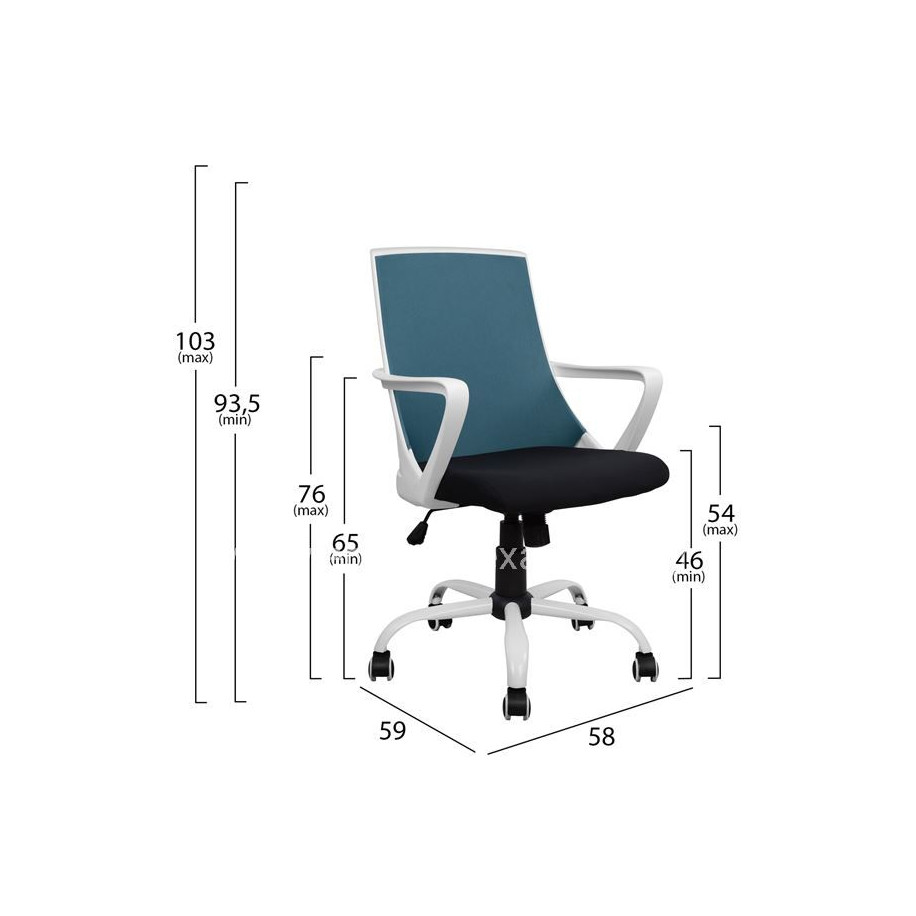 Office chair HM1053.06 Blue with mesh and metal base 58x59x103 cm