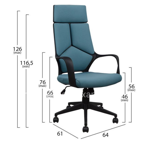 Office chair HM1054.06 Grey-Light blue and Black base 64x61x126 cm