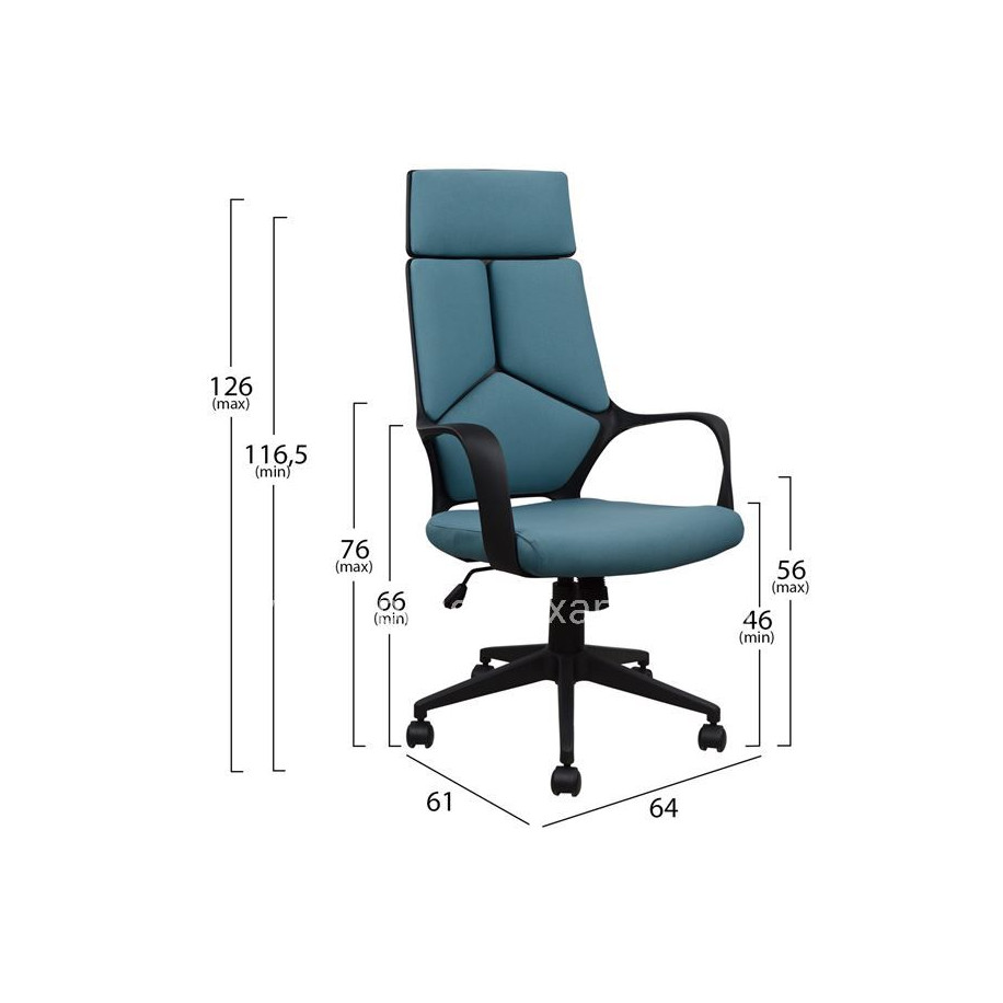 Office chair HM1054.06 Grey-Light blue and Black base 64x61x126 cm