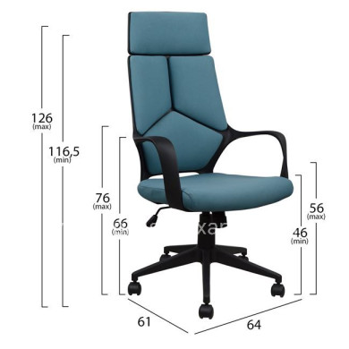 Office chair HM1054.06 Grey-Light blue and Black base 64x61x126 cm