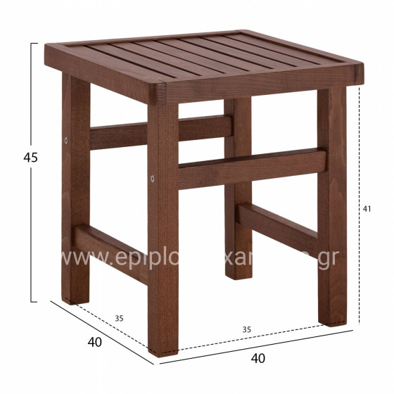 Stool-Table  Walnut Soaking  Koli 40x40 40Χ40X45cm HM289.02