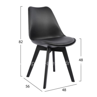 Chair Vegas HM0033.32 POLYPROPYLENE-PU-BLACK 47,5x55x82 cm