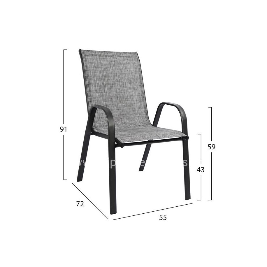 DINING SET 5PCS HM5193.01-METALLIC IN GREY-4 CHAIRS & TABLE 110X60cm.