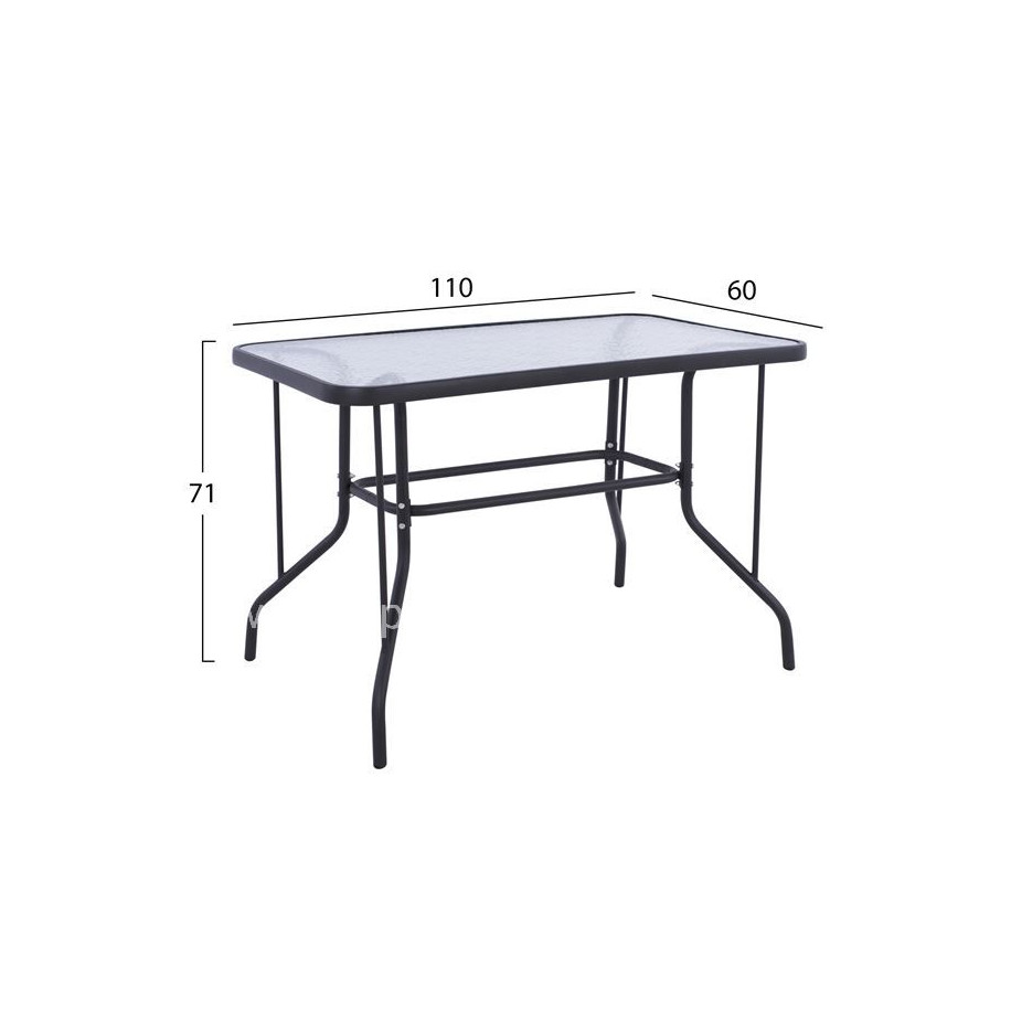 DINING SET 5PCS HM5193.01-METALLIC IN GREY-4 CHAIRS & TABLE 110X60cm.