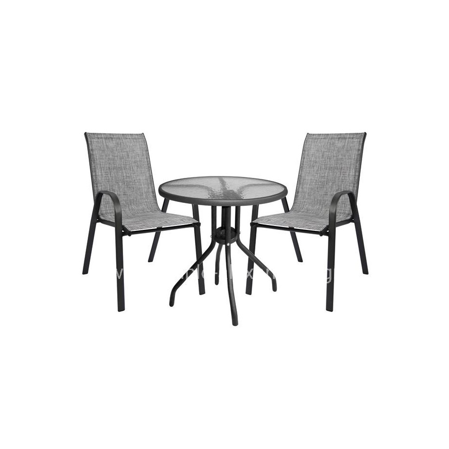 Set Dining Table 3 pieces with table & Chairs leon Grey HM5184.01