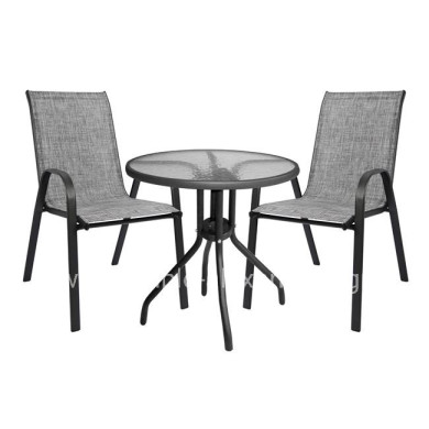 Set Dining Table 3 pieces with table & Chairs leon Grey HM5184.01