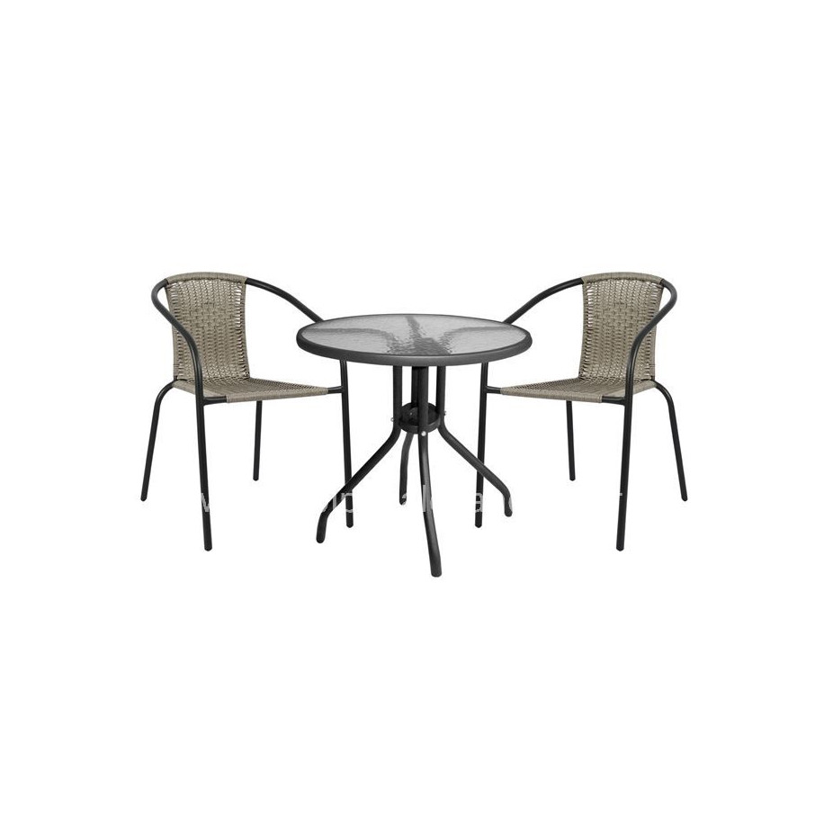 Set Dining Table 3 pieces with table & chairs Camel Grey color HM5180.01