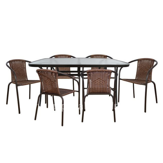 Set Dining Table 7pieces with metallic table and chairs HM5202