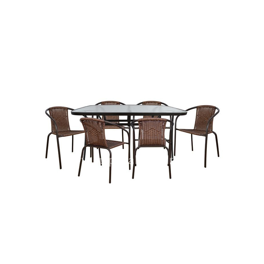 Set Dining Table 7pieces with metallic table and chairs HM5202