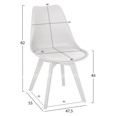 Chair Vegas HM0033.31 POLYPROPYLENE-PU-WHITE 47,5x55x82 cm