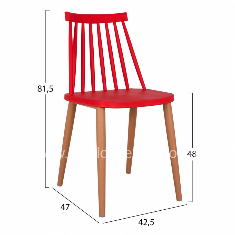 Dining chair HM8052.07 Vanessa red with metallic legs 42,5x47x81,5cm