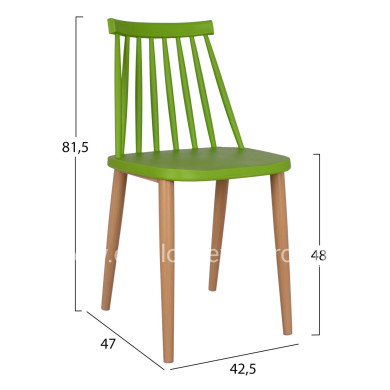 Dining chair HM8052.08 Vanessa green with metallic legs 42,5x47x81,5cm