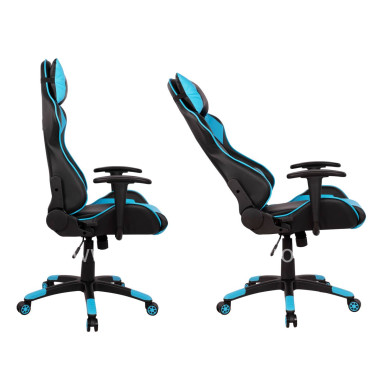 Office Gaming chair HM1072.08 Black-light Blue color 66,5x70x(122-129) cm