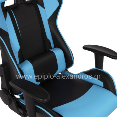Office Gaming chair HM1072.08 Black-light Blue color 66,5x70x(122-129) cm