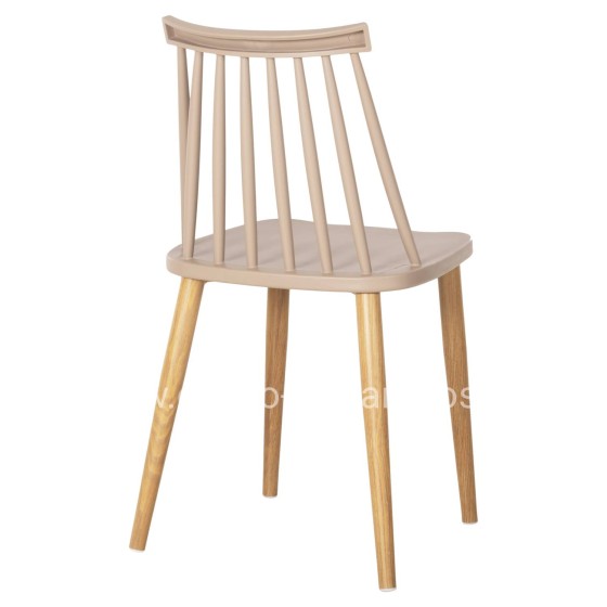 Dining chair HM8052.25 Vanessa Cappuccino with metallic legs 42.5x44x81H cm.