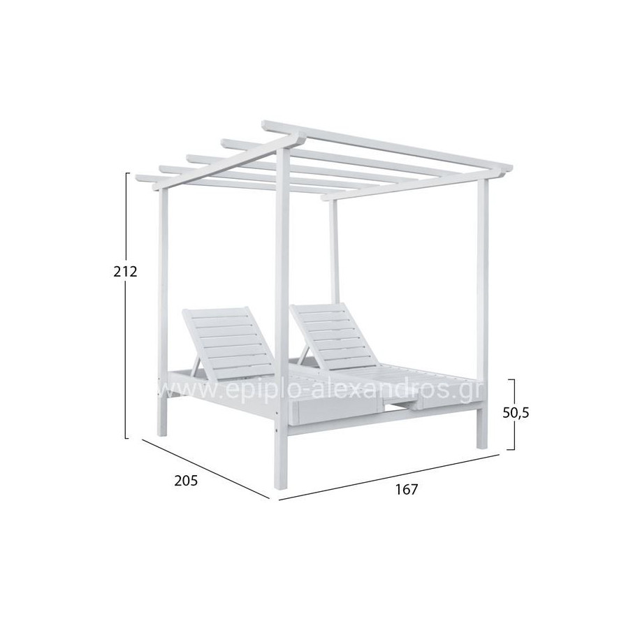ΞΑΠΛΩΣΤΡΑ ΞΥΛΙΝΗ ΔΙΠΛΗ ΜΥΚΟΝΟΣ ΛΕΥΚΗ ΜΕ ΟΥΡΑΝΟ 205x167x212 cm HM5428