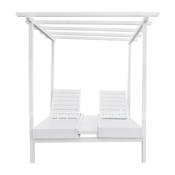 Sunbed Wooden Double Mykonos B' White with Top 205x167x212 cm HM5428