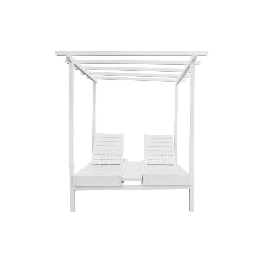 ΞΑΠΛΩΣΤΡΑ ΞΥΛΙΝΗ ΔΙΠΛΗ ΜΥΚΟΝΟΣ ΛΕΥΚΗ ΜΕ ΟΥΡΑΝΟ 205x167x212 cm HM5428