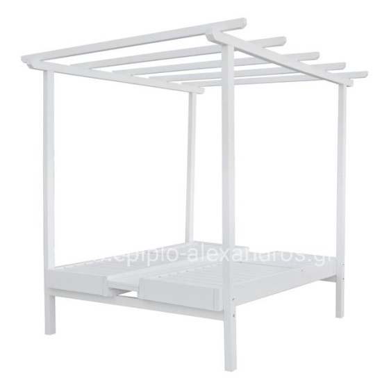 Sunbed Wooden Double Mykonos B' White with Top 205x167x212 cm HM5428