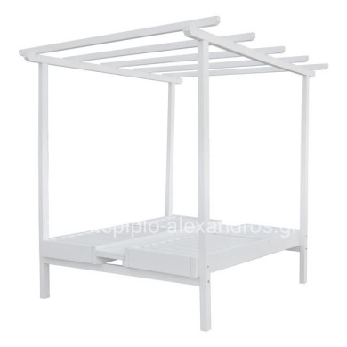 ΞΑΠΛΩΣΤΡΑ ΞΥΛΙΝΗ ΔΙΠΛΗ ΜΥΚΟΝΟΣ ΛΕΥΚΗ ΜΕ ΟΥΡΑΝΟ 205x167x212 cm HM5428