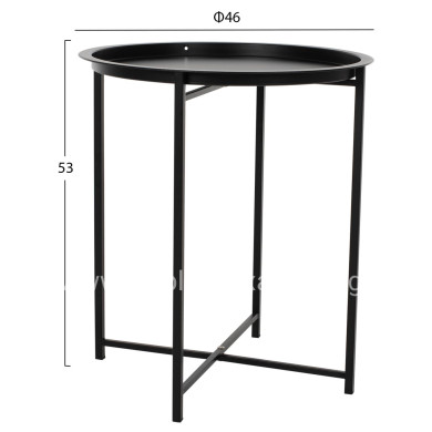 Table Foldable Metallic Black 45cm HM5287.01