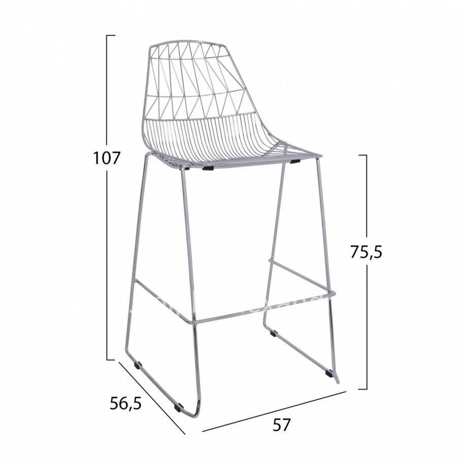 Bar Stool Metallic HM5465.100 Lux Chromed color 57x56,5x107cm