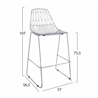 Bar Stool Metallic HM5465.100 Lux Chromed color 57x56,5x107cm