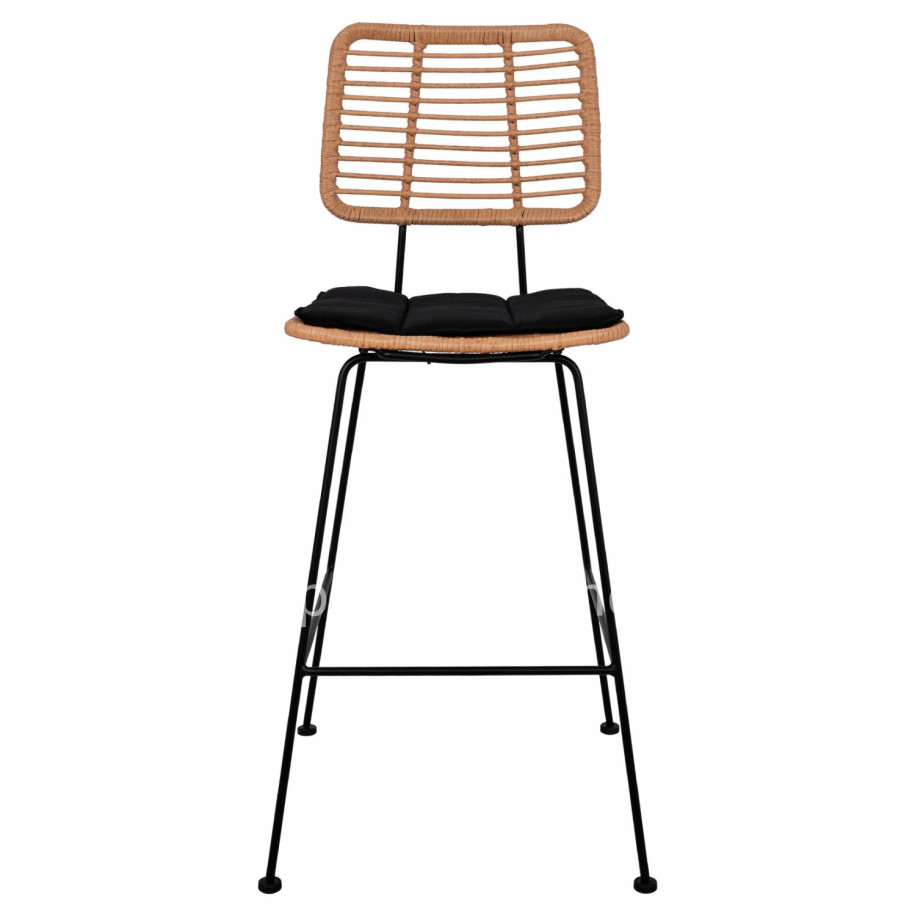 Metallic Stool with pillow Allegra HM5455 with wicker in beige color 46,5x55x117,5 cm